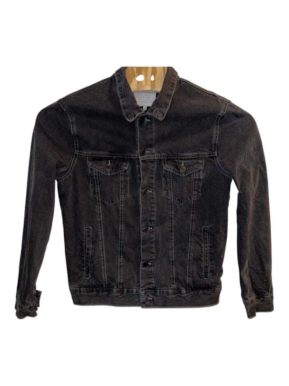 7 Diamond Denim Trucker Jacket Men's Size Medium Button Long Sleeve‎ Cotton